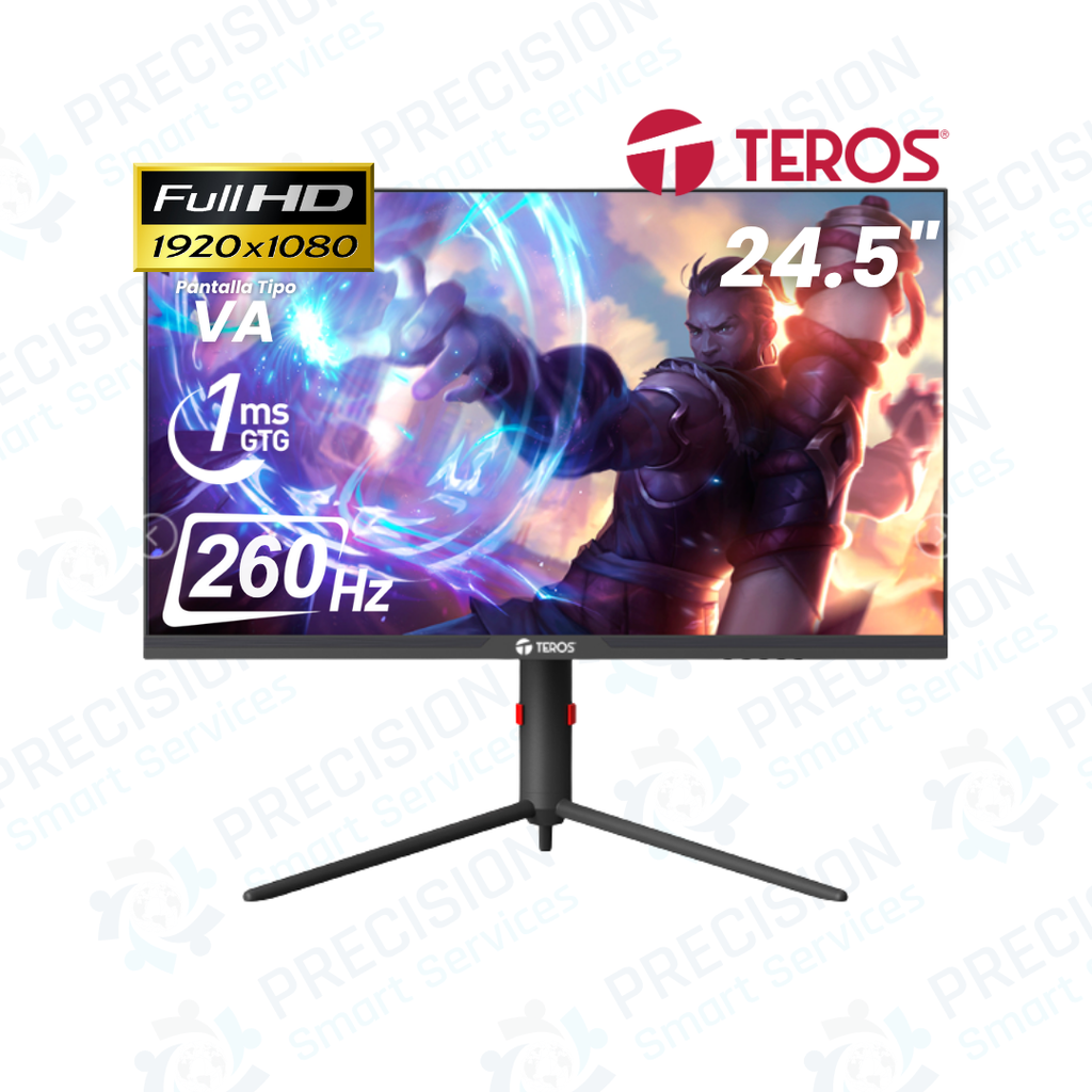 Monitor plano gaming TEROS TE-2472G, 24.5"| FHD VA, 260 Hz, 1 ms| HDMI, DP