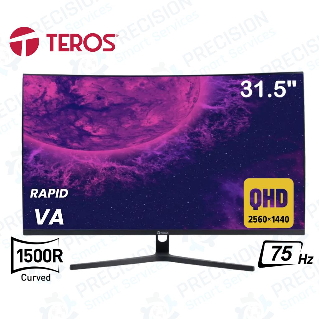 Monitor curvo TEROS TE-3253S, 31.5"| QHD VA, 75Hz, 2560x1440| HDMI, DP, Audio, FreeSync.