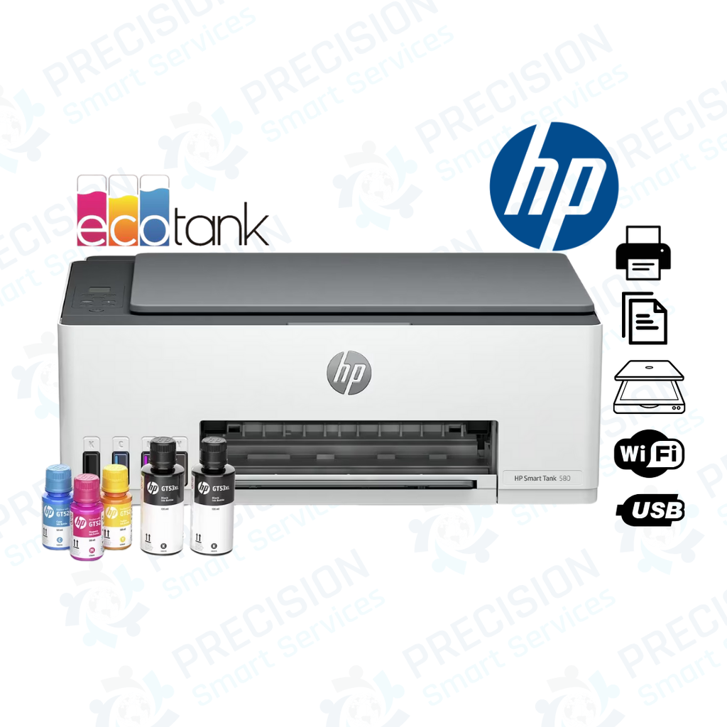 Impresora All-in-one de tinta HP Smart Tank 580| Imprime, Escanea, Copia/Wi-Fi/BT/USB 2.0|