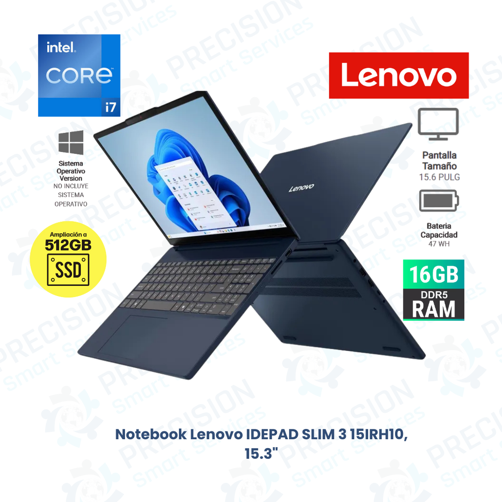 Notebook Lenovo IDEPAD SLIM 3 15IRH10, 15.3" WUXGA IPS, Core i7 13620H 2.4/4.9GHz, 16GB