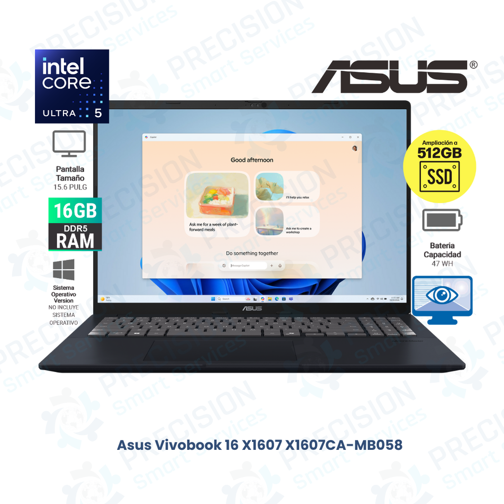 Asus Vivobook 16 X1607 X1607CA-MB058 40.6cm (16") - WUXGA - Intel Core Ultra 5 - 16GB - 512GB SSD